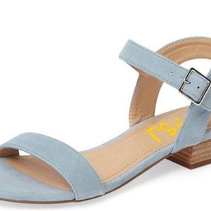 FSJ Women Casual Open Toe Block Low Heels Ankle St